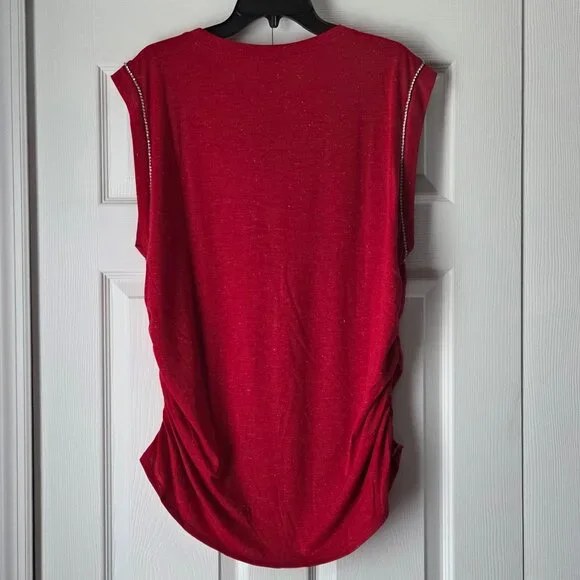 NWT I.N.C. International Concepts Women's Ruched-Side Embelished  Shimmery Tee - Picture 13 of 14